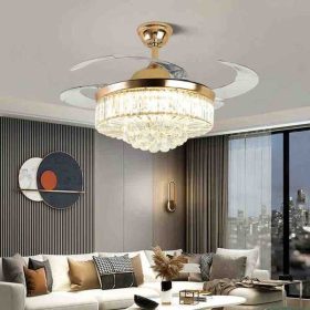   Kristályos mennyezeti ventilátor beépített LED világítással – Elegancia és funkcionalitás egyben