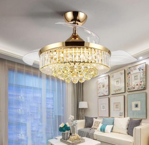 Kristályos mennyezeti ventilátor beépített LED világítással – Elegancia és funkcionalitás egyben