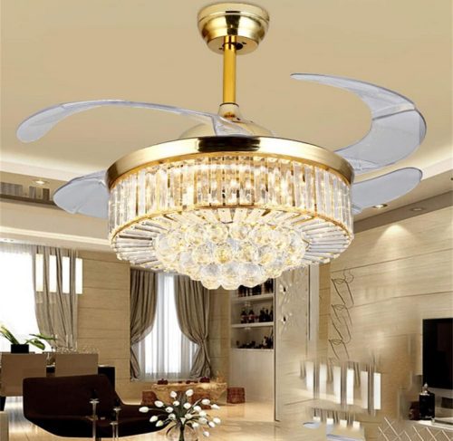 Kristályos mennyezeti ventilátor beépített LED világítással – Elegancia és funkcionalitás egyben