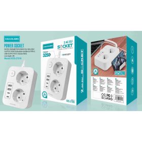   Multifunkciós Hosszabbító – 2x EU Aljzat + 2x USB + 2x Type‑C-2m