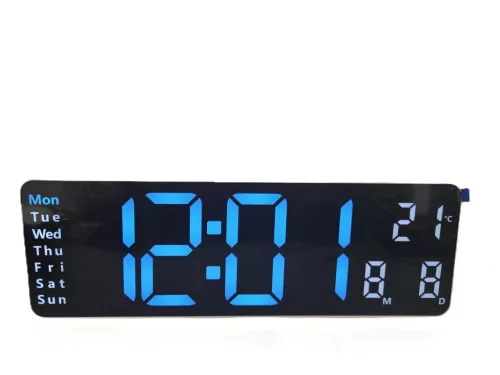 Digitális LED Óra – Fali és Asztali Kivitel, Távirányítóval fehér-kék