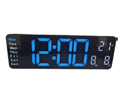 Digitális LED Óra – Fali és Asztali Kivitel, Távirányítóval fekete-kék