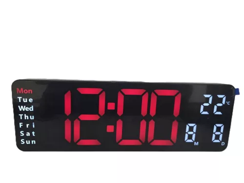 Digitális LED Óra – Fali és Asztali Kivitel, Távirányítóval fekete-piros