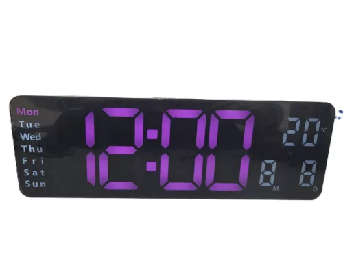Digitális LED Óra – Fali és Asztali Kivitel, Távirányítóval fekete-rózsaszín