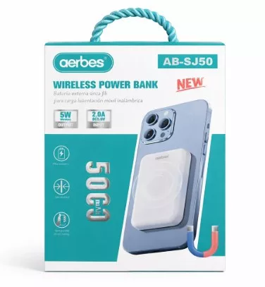 Vezeték Nélküli Power Bank – 5000mAh, 5W, kompakt mágneses kialakítás