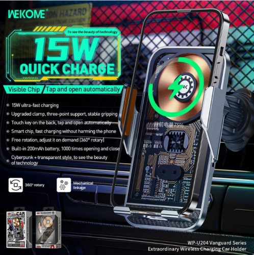 Vezeték nélküli Gyors töltős Autós Telefontartó