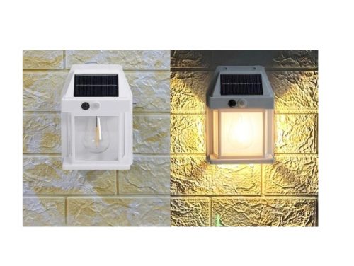 Napelemes Mozgásérzékelős Fali Lámpa – Vízálló és Időjárásálló - Fehér