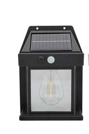 Napelemes Mozgásérzékelős Fali Lámpa – Vízálló és Időjárásálló - Fekete