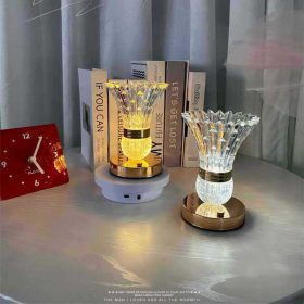   Elegáns kristálylámpa és vintage éjjeli asztali dekoráció szett