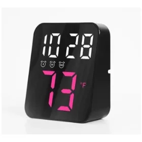 Modern digitális LED asztali óra -fekete-pink