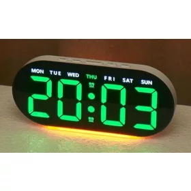 Modern LED Ébresztőóra –fehér-zöld
