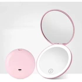 LED‑es Mini Sminktükör-rózsaszín