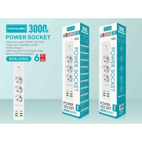 Elosztó 3 Aljzattal, 4 USB‑vel és 2 Type‑C Porttal