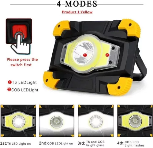 Kültéri LED Reflektor – 10W, USB-ről tölthető, IP65 vízálló, 4 világítási mód