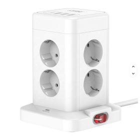   WINNING STAR  Elosztótorony – 8 aljzat + 3 USB + 1 Type-C, 2500W
