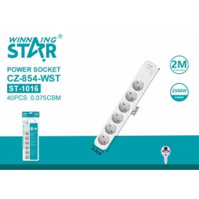   Winning Star  Hálózati Kapcsolós Elosztó – 2M, 6 Aljzat