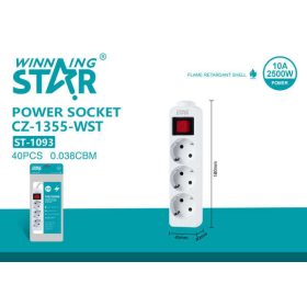 Winning Star hosszabító kábel 3 aljzattal 2 Méter 