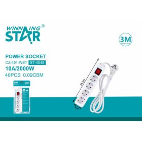   Winning Star  Hálózati Kábel Hosszabbító – 3M 4 aljzattal