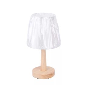 Fehér asztali lámpa bambusz talppal
