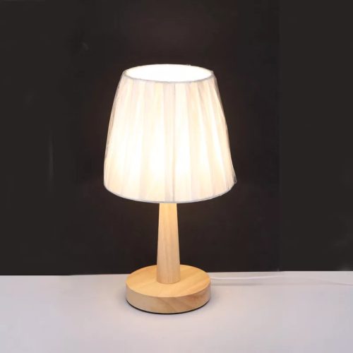 Fehér asztali lámpa bambusz talppal