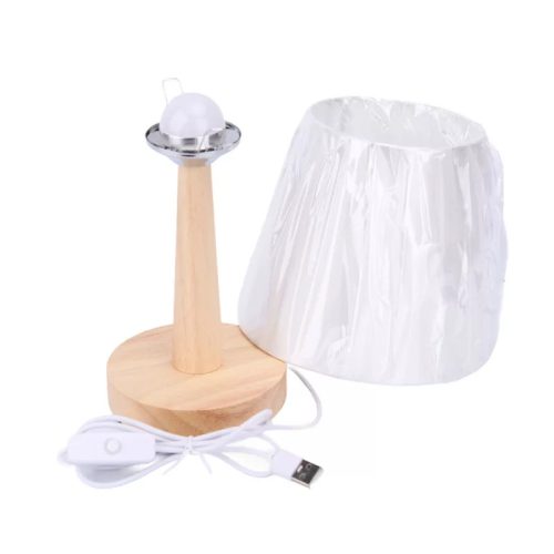 Fehér asztali lámpa bambusz talppal