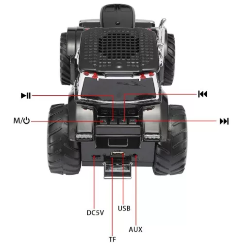 Traktor alakú vezeték nélküli Bluetooth hangszóró-fekete