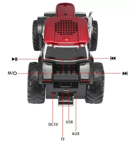 Traktor alakú vezeték nélküli Bluetooth hangszóró-piros