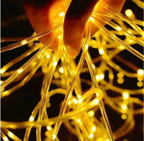 100 Fejű LED Fénycső Dekoráció – 12 méter, Meleg Fény