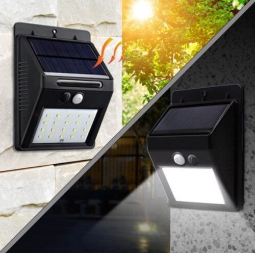 Napelemes Kültéri LED Fali Lámpa 