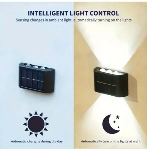 Napelemes Fali Lámpa – Kétirányú Fénykibocsátás - 2 db