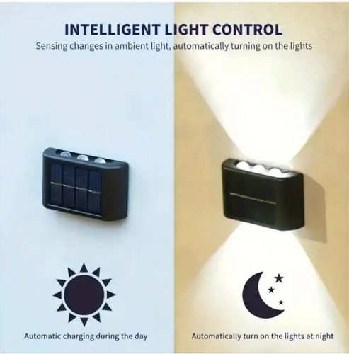 Napelemes Fali Lámpa – Kétirányú Fénykibocsátás - 2 db